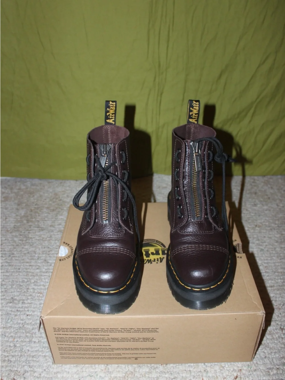Dr. Martens burgundy Sinclair Leather Lace-Up/Zip Boots